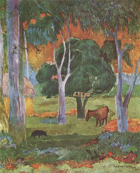 Paul Gauguin Landschaft auf La Dominique oil painting image